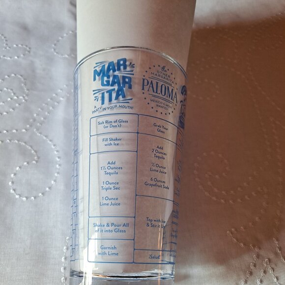 2 Mexican Glass Margarita Glasses & Margarita Recipe Measure Glass - Picture 5 of 10